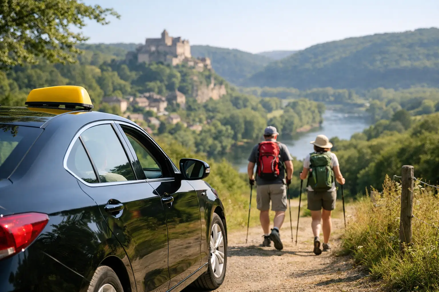 Taxi randonnée Dordogne pour marcher sans voiture